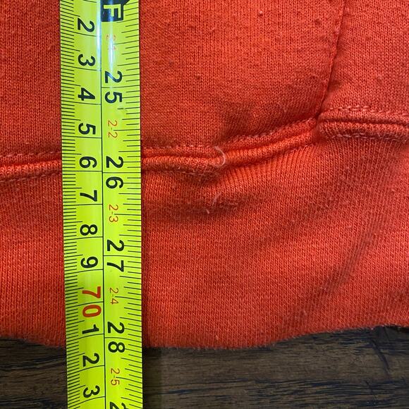 Vintage Russell Athletic 80s Mens Orange Essential Blank Sweatshirt Hoodie Large - Picture 6 of 6